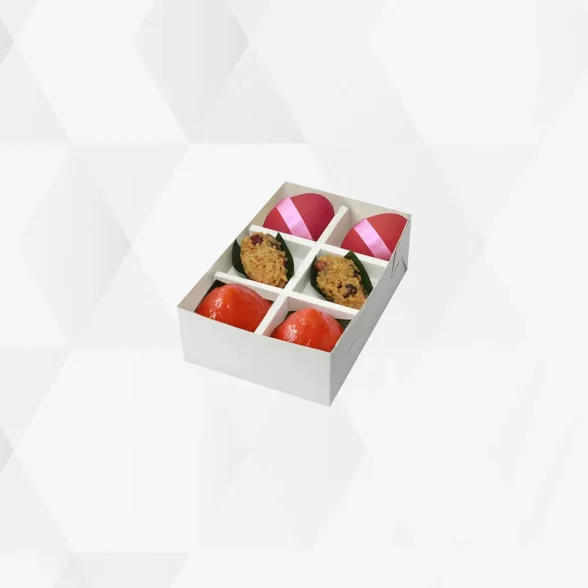 Singapore baby full month gift box with ang ku kueh, ang yee, glutinous rice and red egg